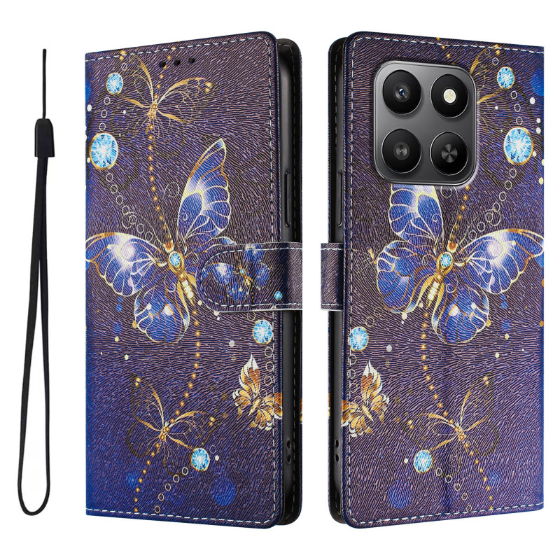 Honor 600 Smart-hoesje met blauw vlinderpatroon