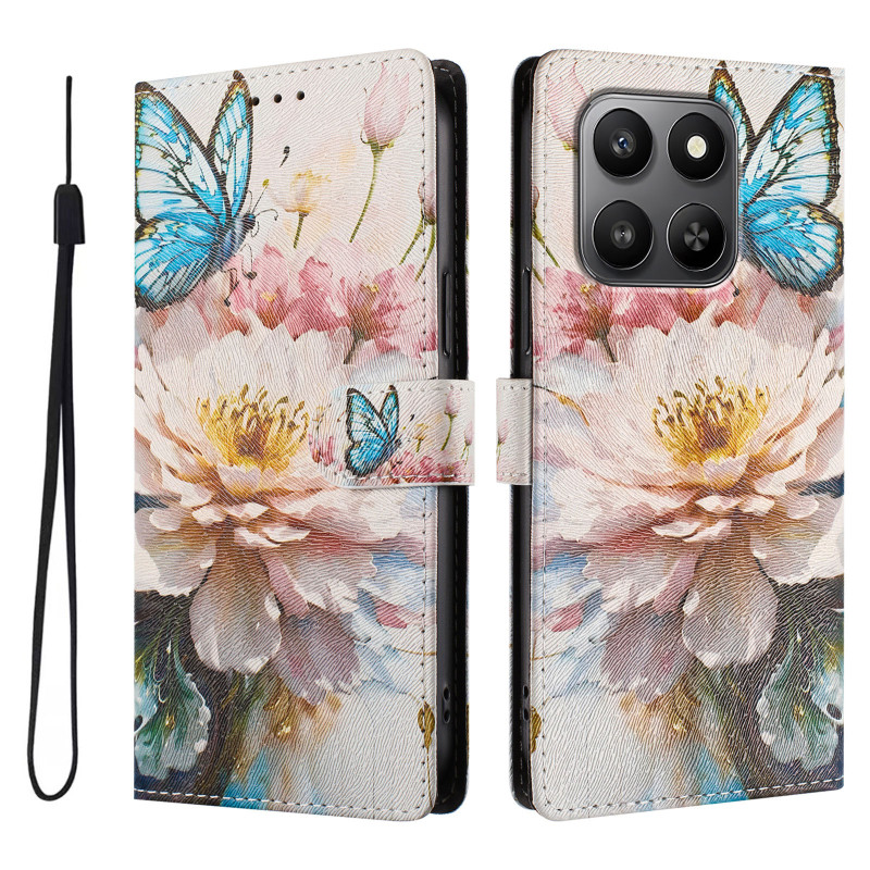 Honor 600 Smart-hoesje met vlinder- en bloemmotief