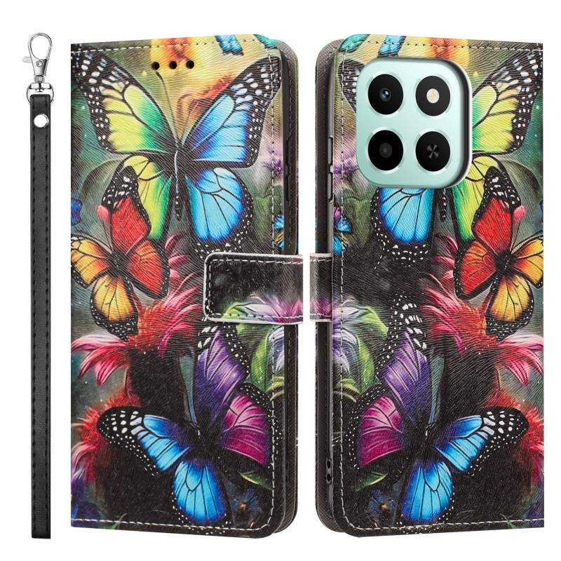 Honor 600 Smart-hoesje met veelkleurige vlinders