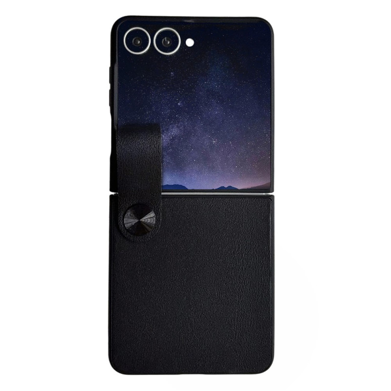Coque Samsung Galaxy Z Flip 8 Effet Cuir avec Dragonne
