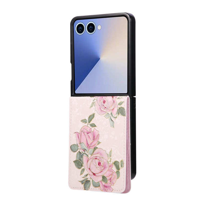 Samsung Galaxy Z Flip 8-hoesje met bloemenmotief en kaarthouder (RFID-bescherming)