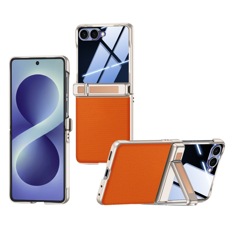 Samsung Galaxy Z Flip 8-hoesje met leerlook, standaard en gehard glas – Privacy