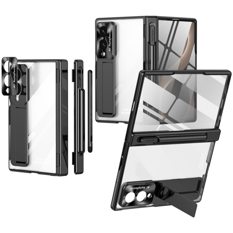 Doorzichtige hoes voor de Samsung Galaxy Z Fold 8 met scharnierbescherming en stylus