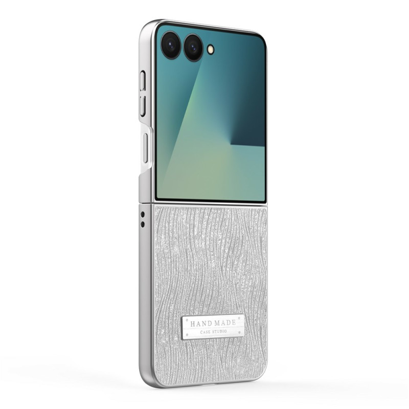 Samsung Galaxy Z Flip 8-hoesje met leerlook en golfpatroon