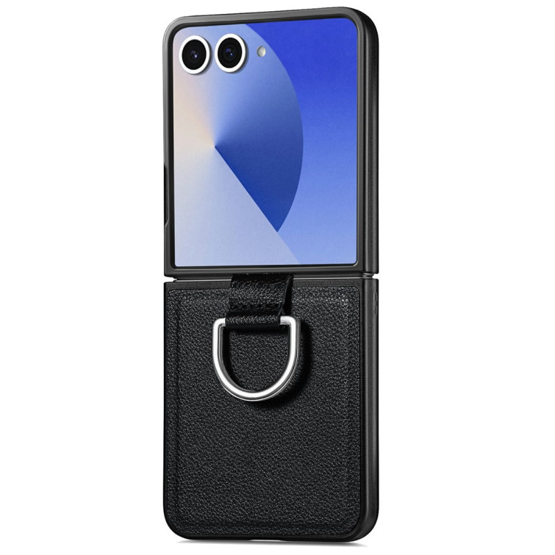 Samsung Galaxy Z Flip 8-hoesje met litchi-leerlook en strass-ring