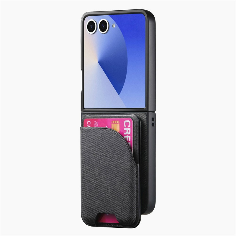Samsung Galaxy Z Flip 8-hoesje met magneetsluiting en uitneembare kaarthouder, denimlook