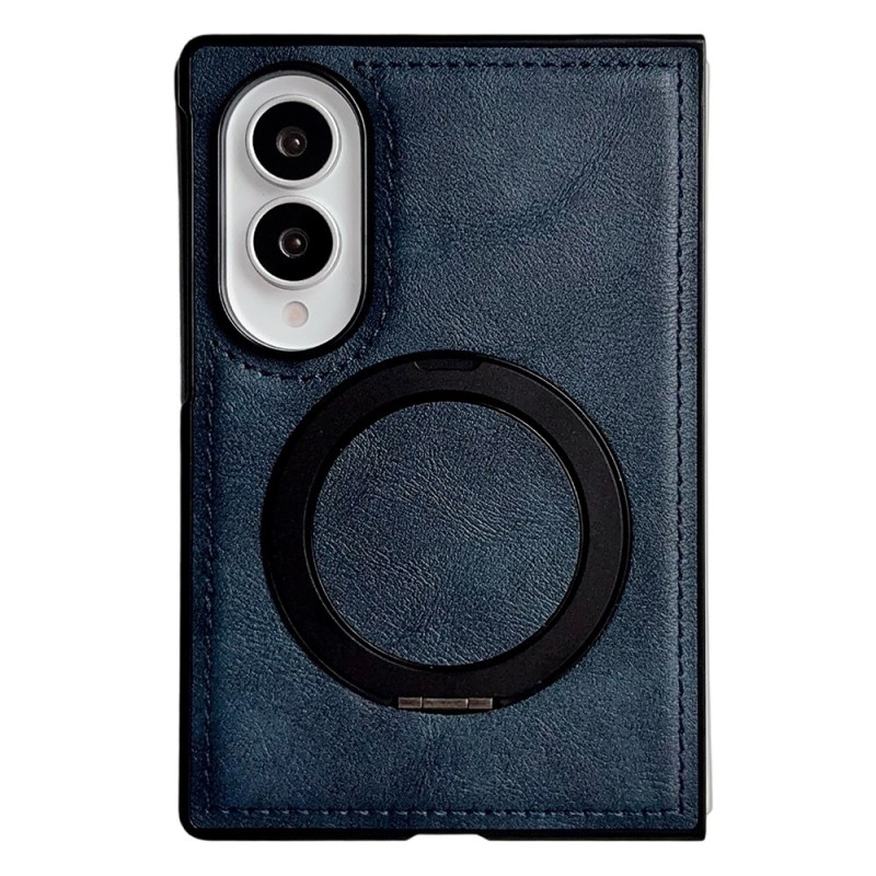 Samsung Galaxy Z Fold 8-hoesje met leerlook en draaibare magnetische ring