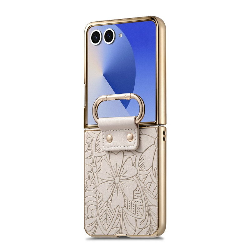 Samsung Galaxy Z Flip 8-hoesje met ringhouder en bloemmotief