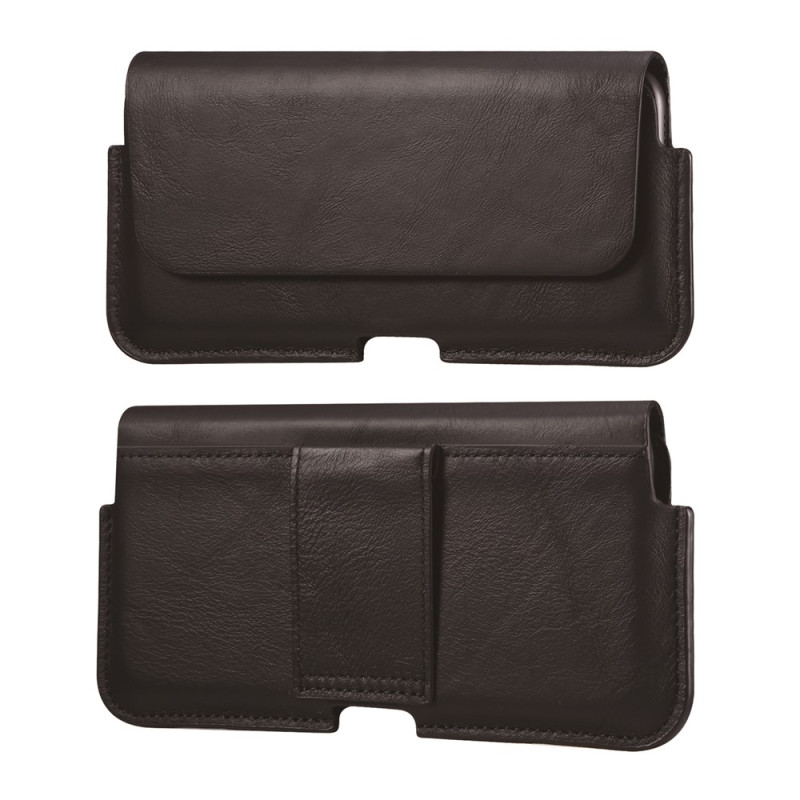 Verticale riemhoes van echt leer met clip voor smartphones van 5,5 tot 6,5 inch