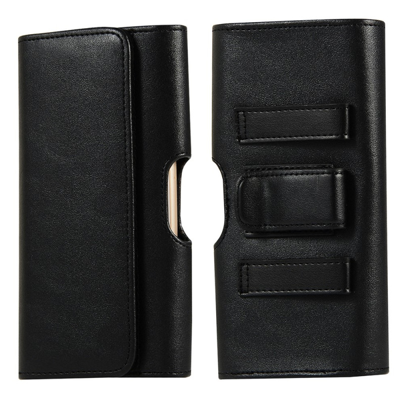 Horizontale riemhoes van PU-leer met universele smartphone-clip, 16,6 × 8,6 × 2 cm