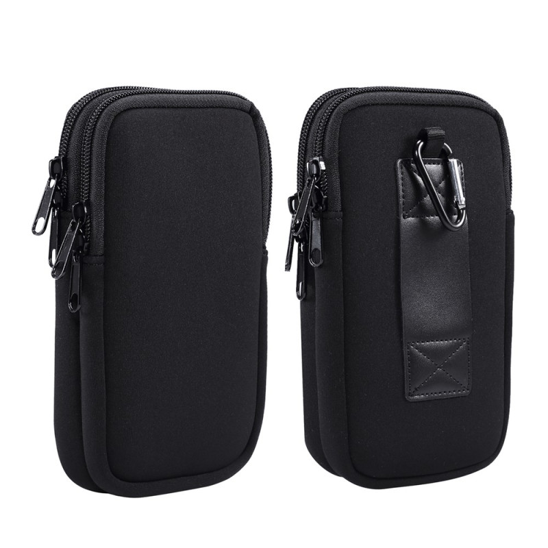 Universele horizontale riemhoes van PU-leer met clip, 15,6 × 8 × 2 cm