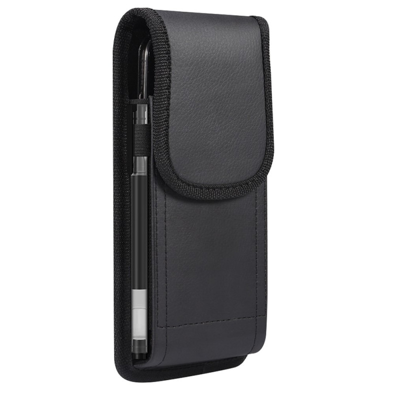 Verticale riemhoes van PU-leer met litchi-structuur en magneetsluiting voor smartphones van 6,2 tot 6,5 inch