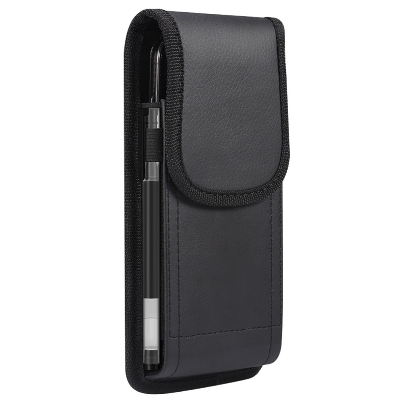 Verticale riemhoes van PU-leer met litchi-structuur en magneetsluiting voor een smartphone van 6,1 inch