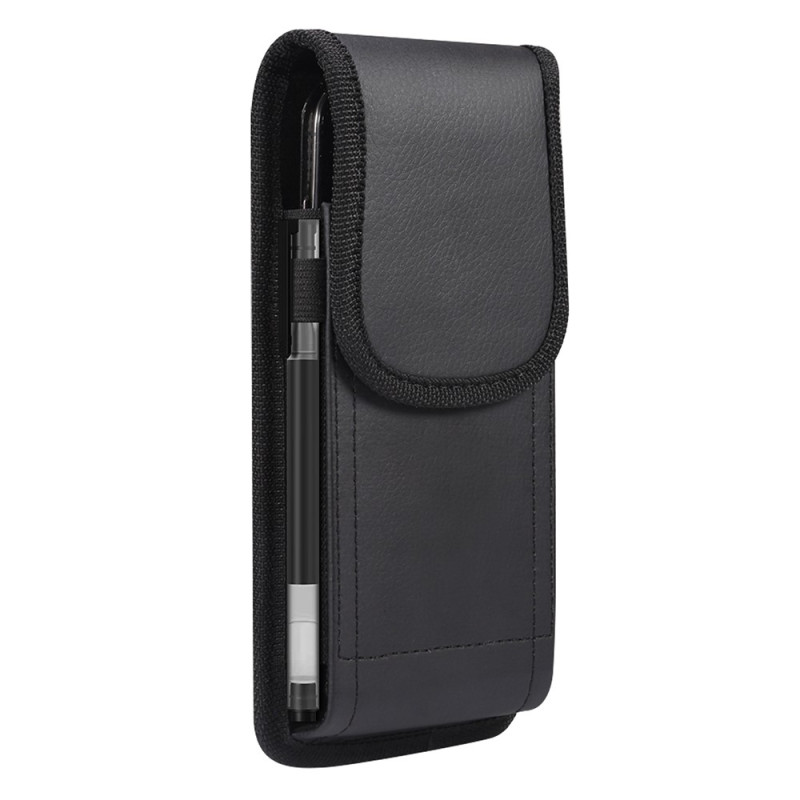 Verticale riemhoes van PU-leer met litchi-structuur en magneetsluiting voor een smartphone van 6,1 inch