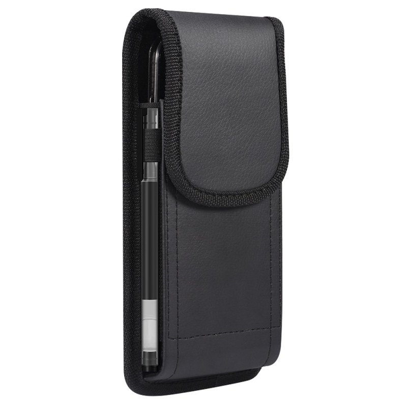 Verticale riemhoes van PU-leer met litchi-structuur en magneetsluiting voor een smartphone van 6,1 inch