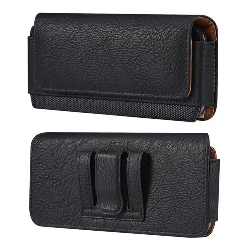 Horizontale riemhoes van PU-leer met leertextuur en nylon voor smartphones van 4,7 tot 5,4 inch