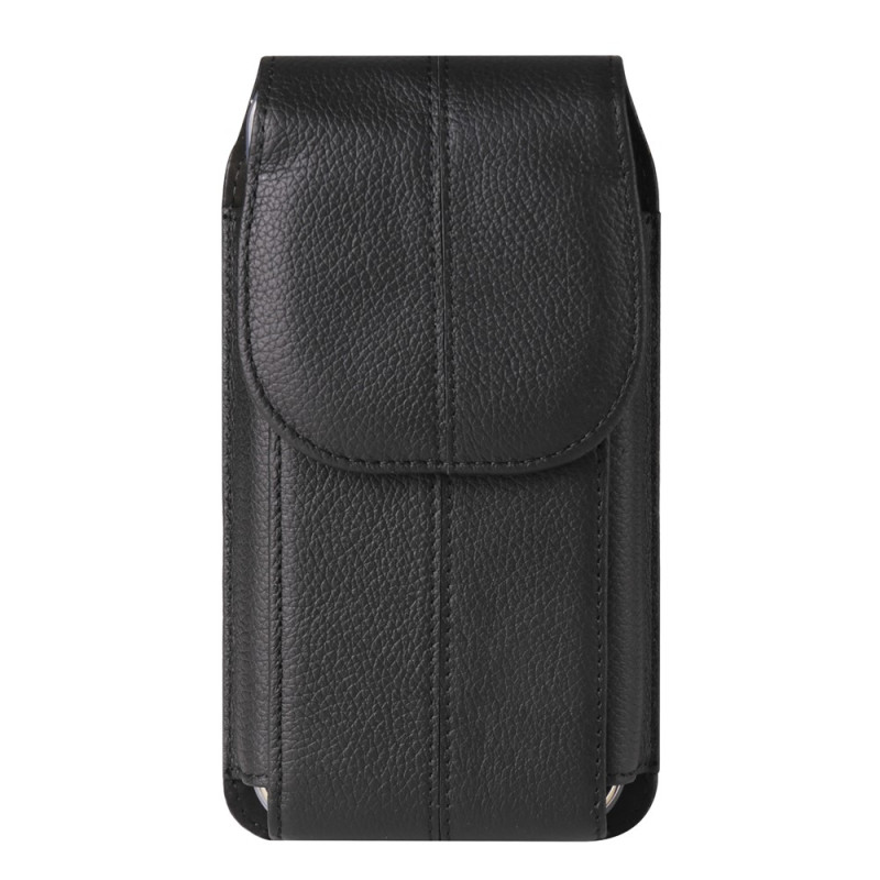 Verticale leren riemhoes met clip en haak voor een smartphone van 6,7 inch