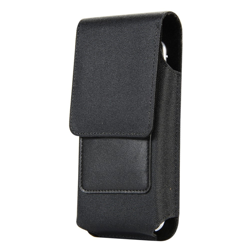 Universele riemhoes van nylon en leer met kaarthouder voor smartphones van 5,5 tot 6,5 inch