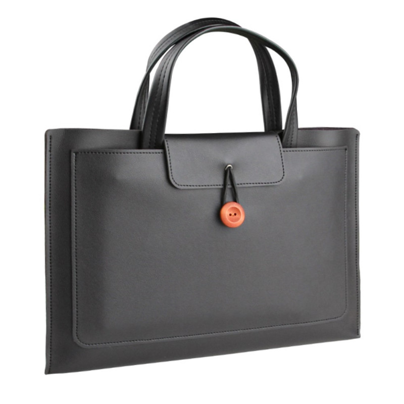 Laptoptas 16 inch met vintage houten knoop
