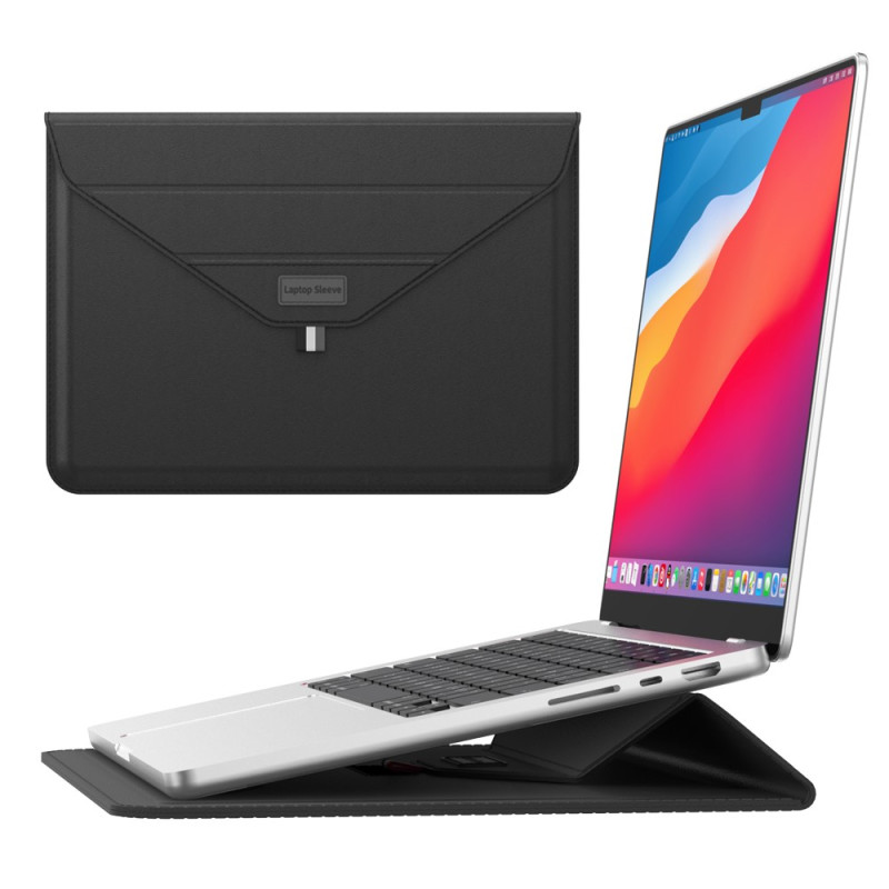 15-inch laptoptas van PU-leer met geïntegreerde houder