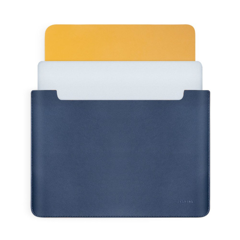 HUASHENG dubbelzijdige laptophoes van PU-leer voor 15-15,4 inch