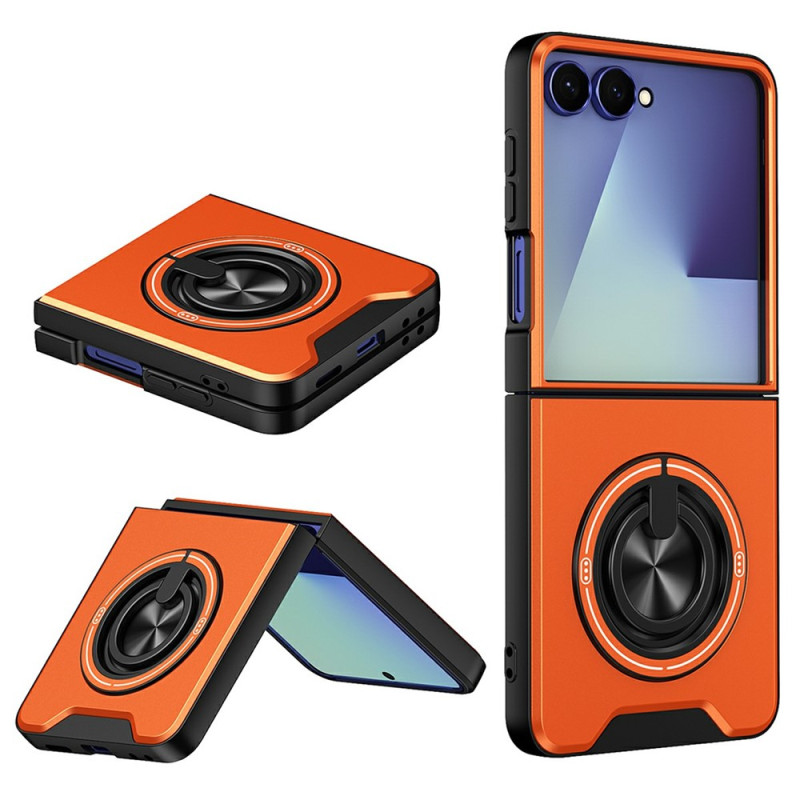 Samsung Galaxy Z Flip 8-hoesje met metaaleffect en ringhouder