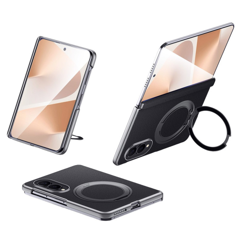 Samsung Galaxy Z Fold 8-hoesje van echt leer met geïntegreerde standaard