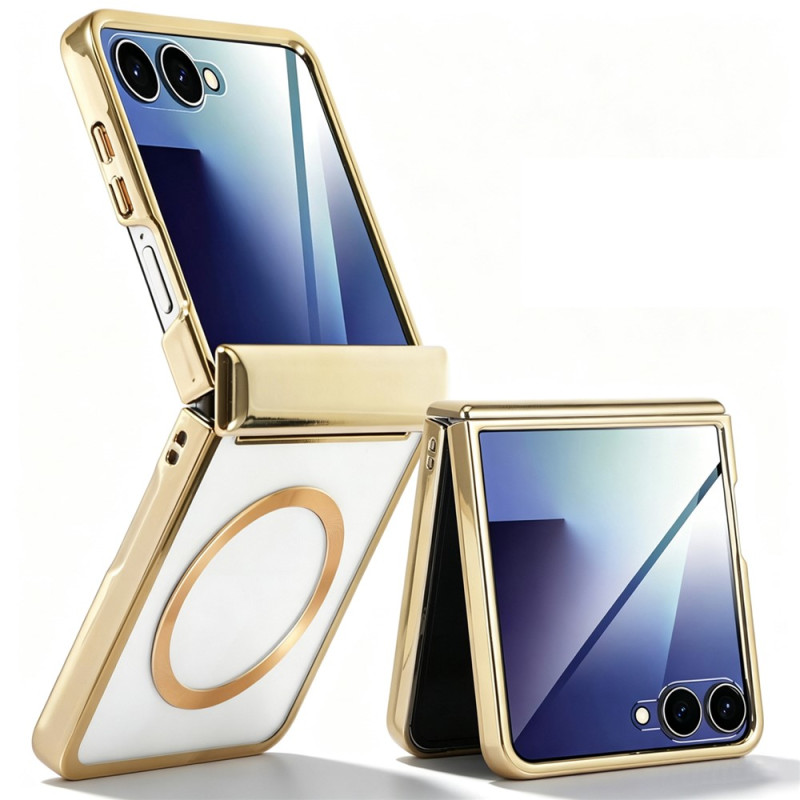 Samsung Galaxy Z Flip 8-hoesje met magnetische randen en metaalachtig effect