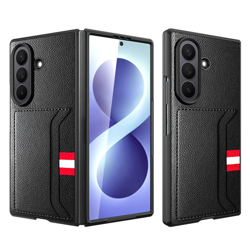 Samsung Galaxy Z Fold 8 Ultra-hoesje met kaarthouder, Litchi-ontwerp