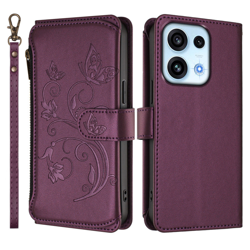 Oppo Reno 16 F 5G / 16 FS 5G-hoesje met bloemenpatroon en draagriempje