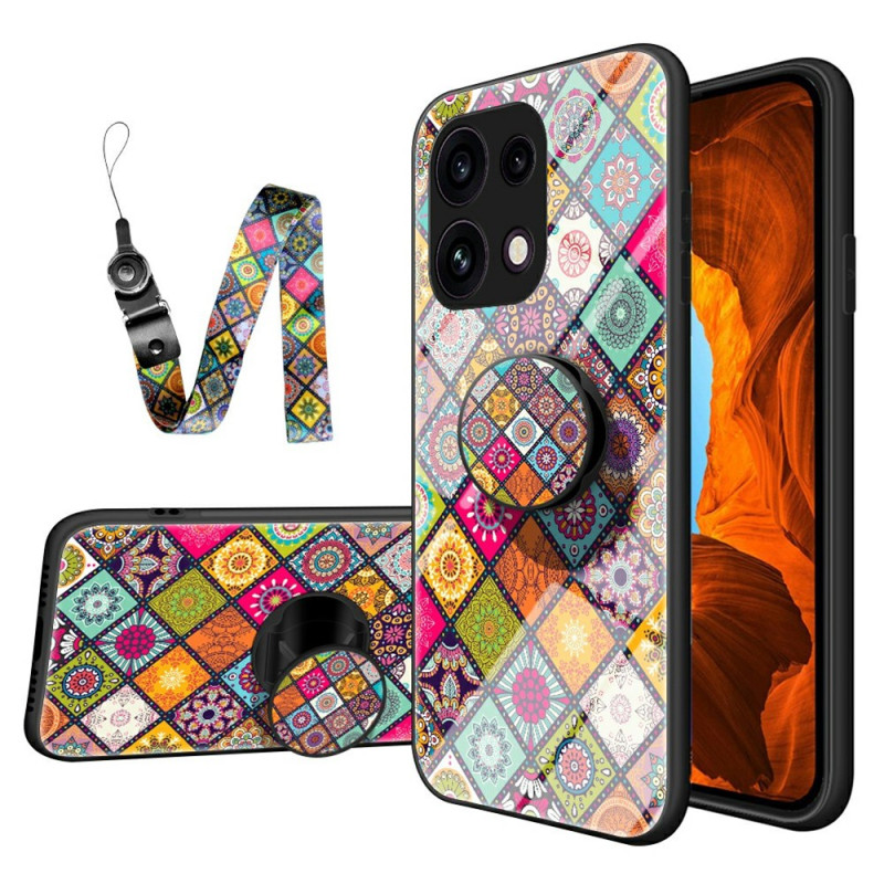 Oppo Reno 16 F 5G-hoesje met patchwork-ontwerp