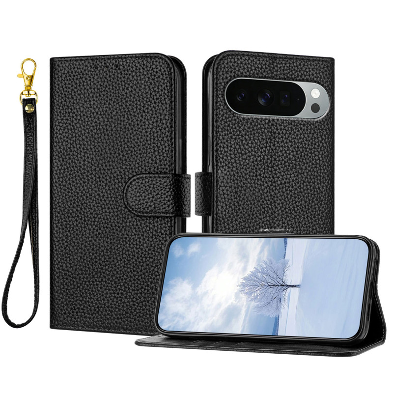 Google Pixel 11 Pro XL-hoesje van litchi-imitatieleer met draagriem