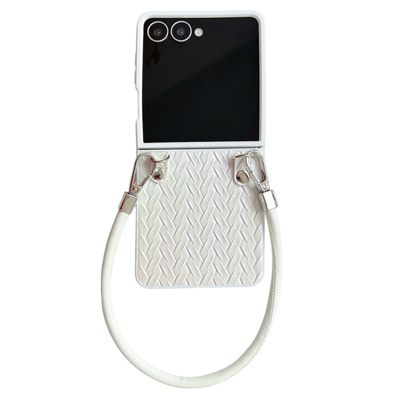 Samsung Galaxy Z Flip 8-hoesje met geweven look en draagriem
