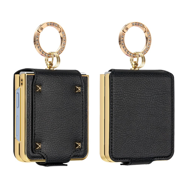 Samsung Galaxy Z Flip 8-hoesje met leerlook en ring
