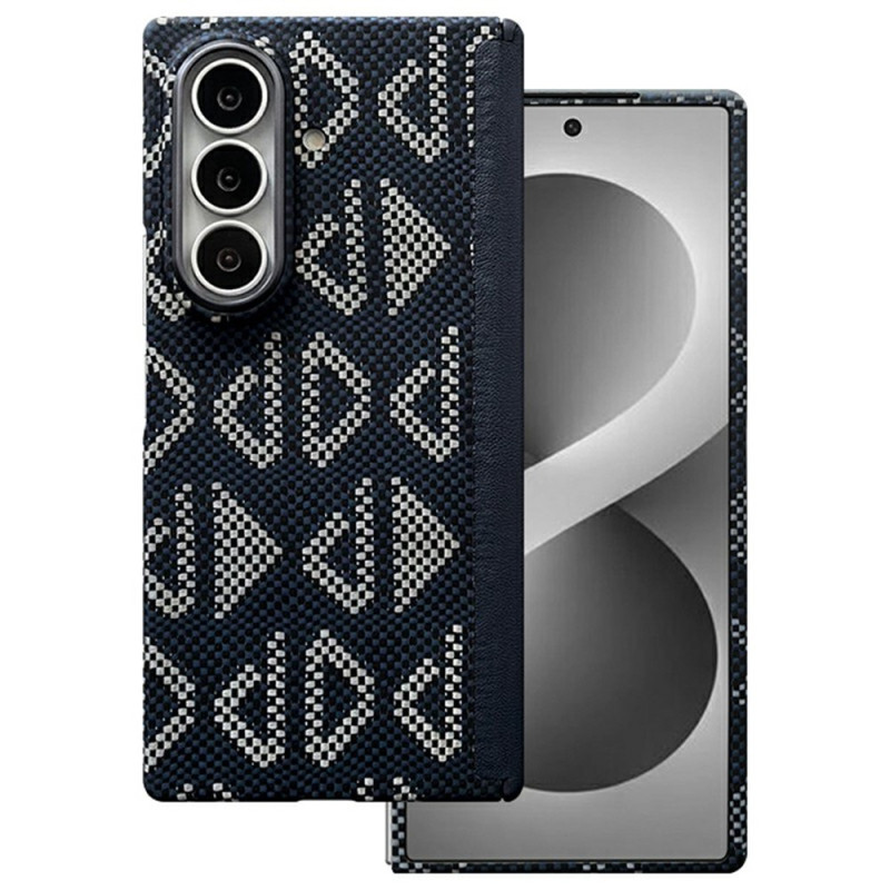 Magnetische Samsung Galaxy Z Fold 8 Ultra-hoes van aramidevezel met geometrisch patroon en bescherming voor het scharnier