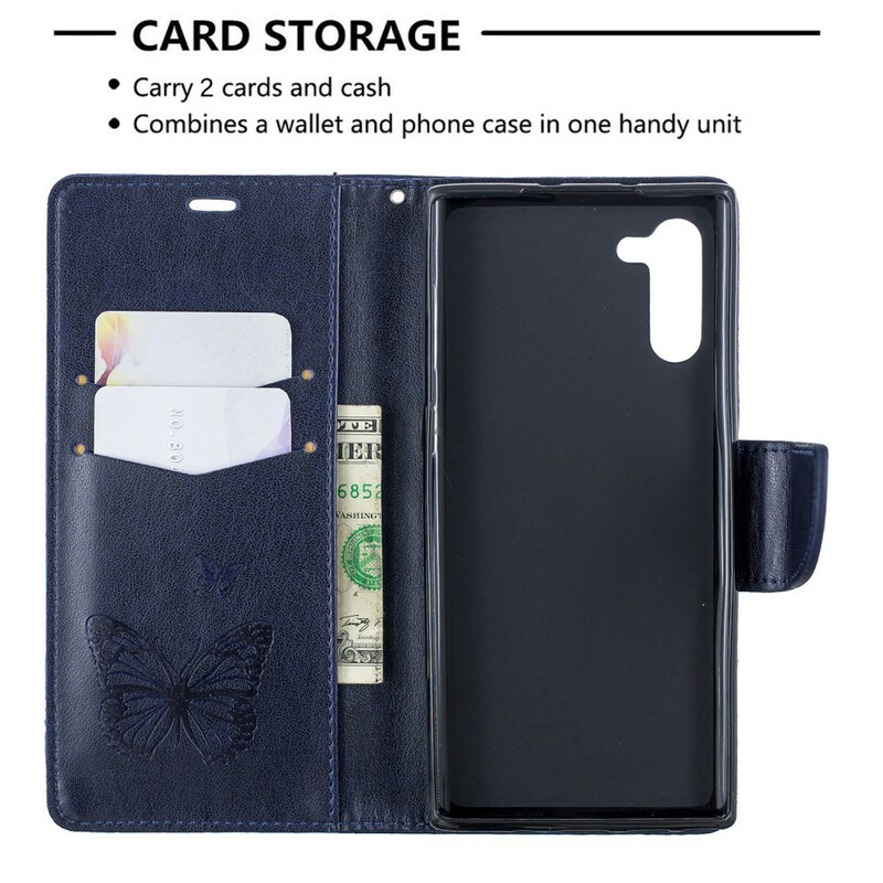 Samsung Galaxy Note 10 Hoesje Vlinders en Schuine Flap