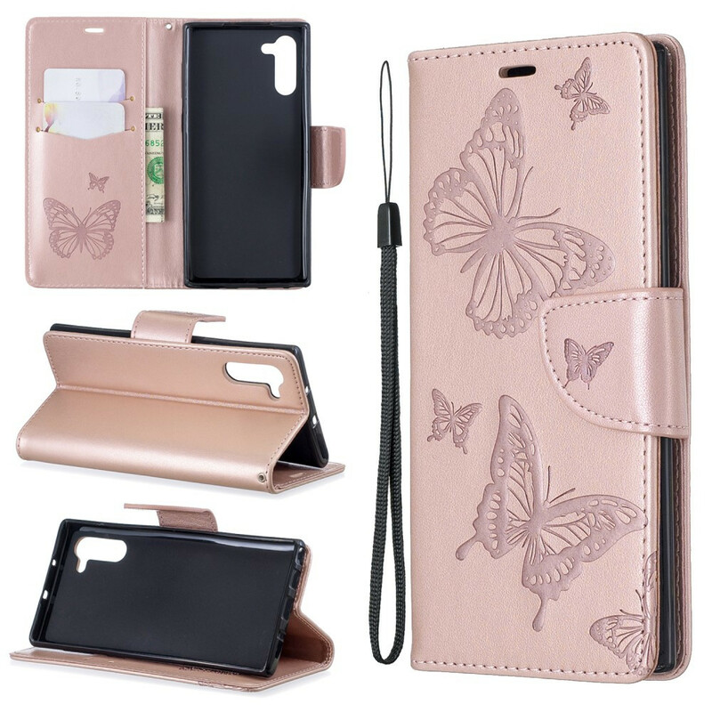 Samsung Galaxy Note 10 Hoesje Vlinders en Schuine Flap