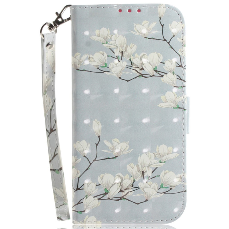 Xiaomi Redmi Note 17 Pro Max 5G-hoesje met magnolia-motief en draagriempje