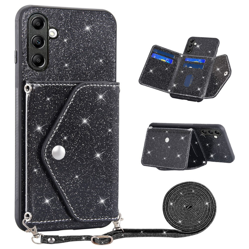 Samsung Galaxy S26 FE-hoesje met kaarthouders, glitters en schouderriem