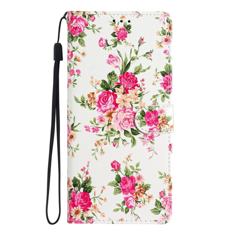 Hoesje voor Xiaomi Redmi 17C 5G met rode bloemen