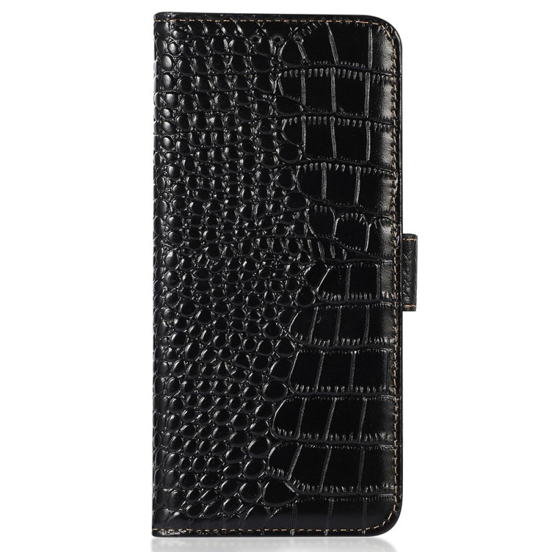 Hoesje voor Xiaomi Redmi 17 5G / 4G van leer met krokodillenhuidtextuur