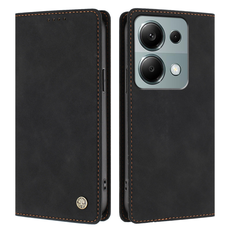 Flipcover voor Xiaomi Redmi 17 5G / 4G met suède-look en stiksels