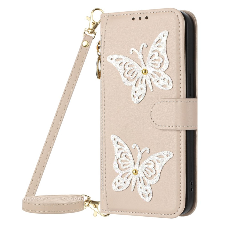 Hoesje voor Xiaomi Redmi 17 5G / 4G met vlinders, glitters en bandjes