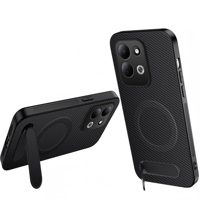 Xiaomi Redmi 17 5G / 4G-hoesje van koolstofvezel met houder