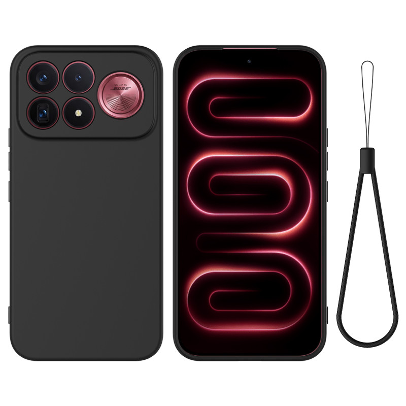Poco F9 Pro siliconenhoesje met draagriem