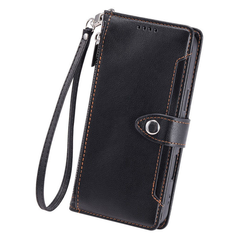 iPhone 18 Pro Max / 17 Pro Max-hoesje met litchi-textuur en draagriem