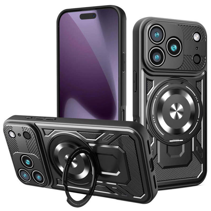 Magnetische iPhone 18 Pro Max / 17 Pro Max-hoes in carbonlook met 360°-houder