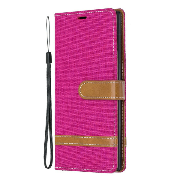 Samsung Galaxy Note 10 stof en leer effect case met riem