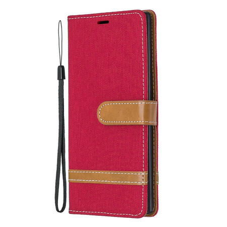 Samsung Galaxy Note 10 stof en leer effect case met riem