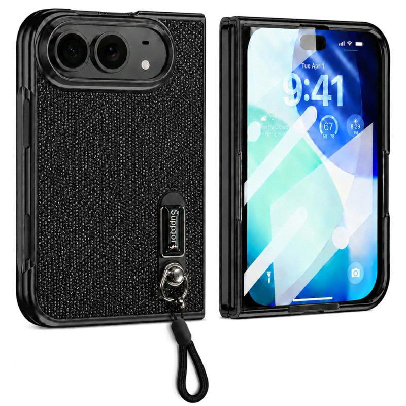 Coque iPhone Duo Pailletée avec Support et Protection Écran